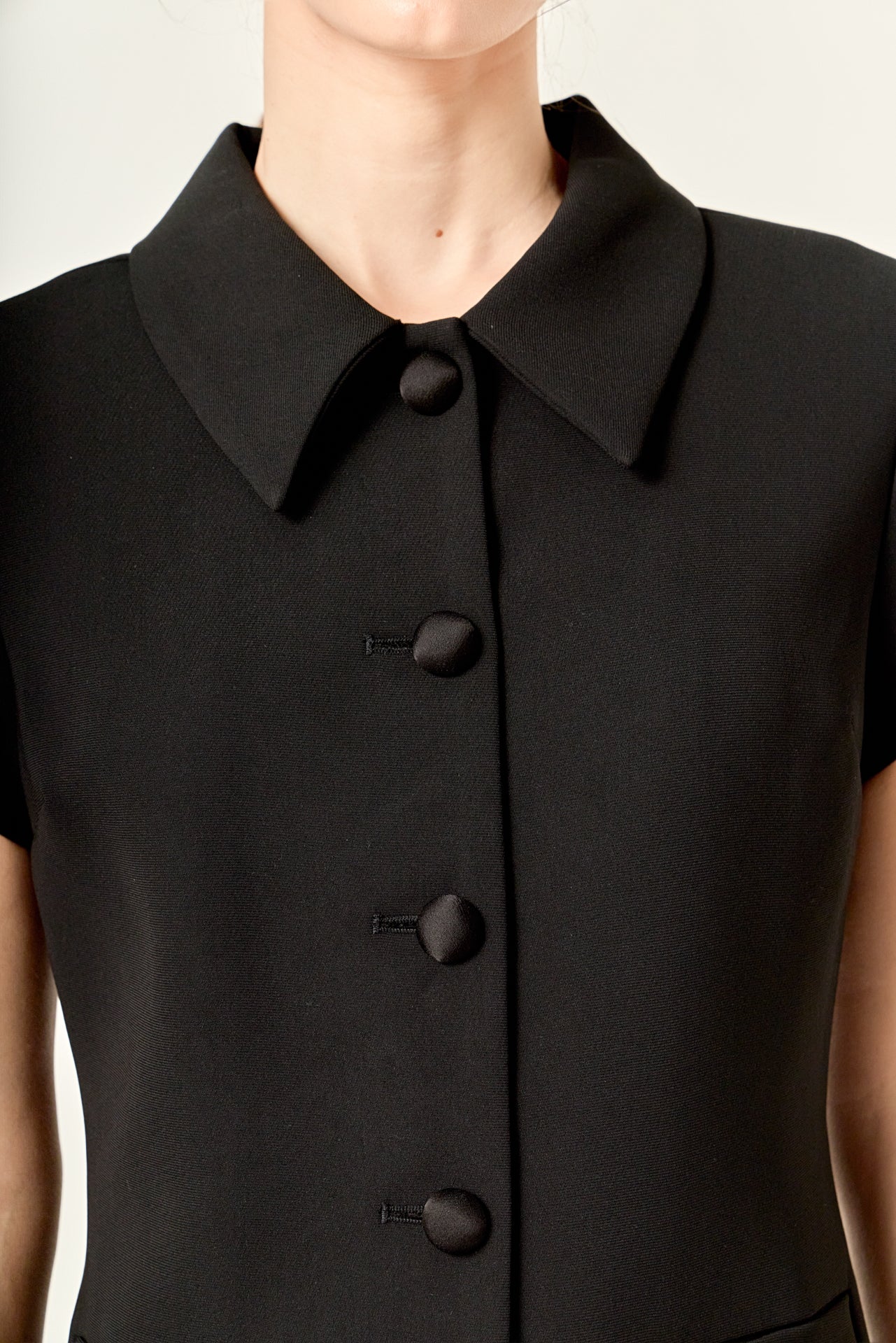 Velvet Button Collar Mini Dress - Image 2