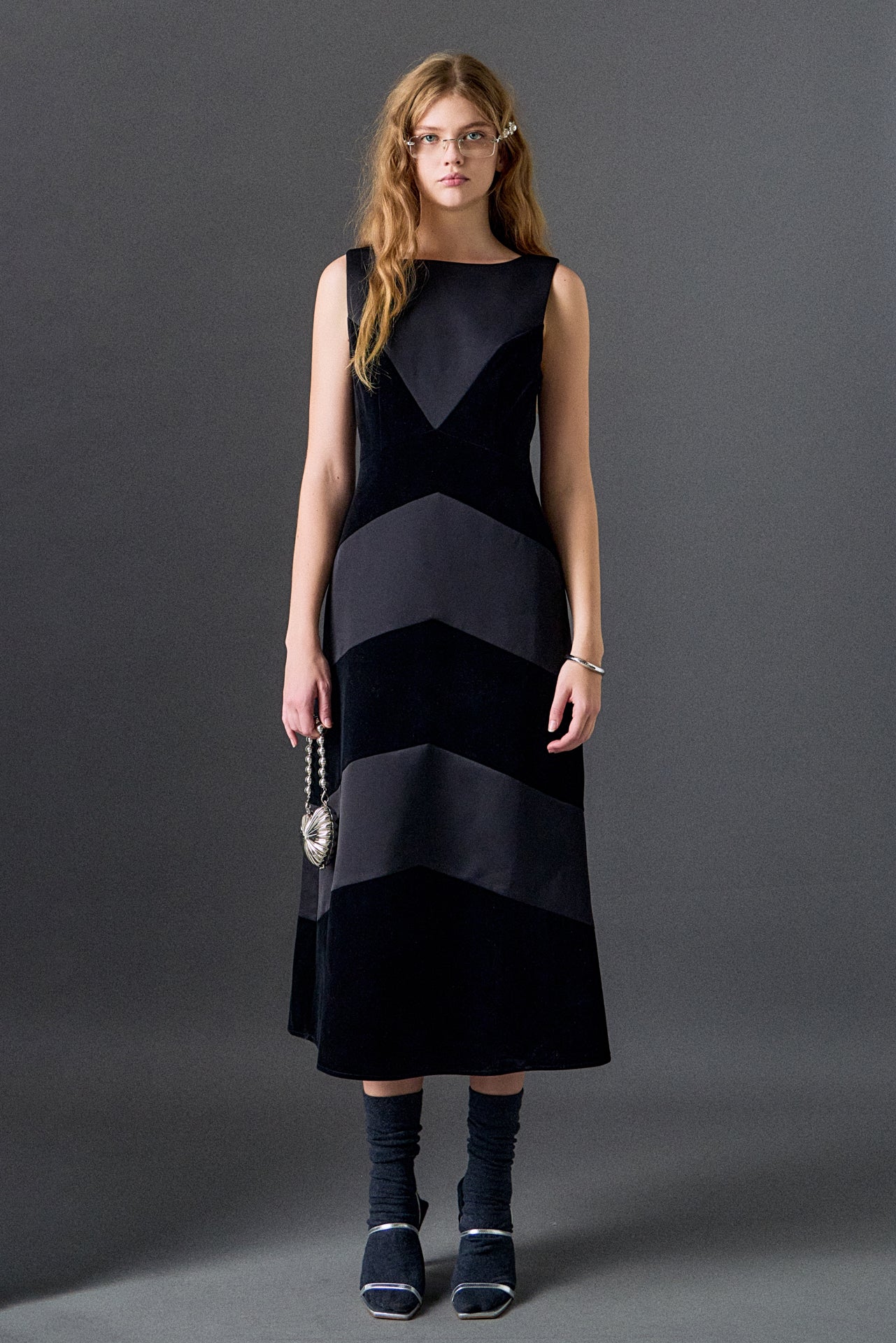 Velvet Satin Combo Midi Dress - Image 5
