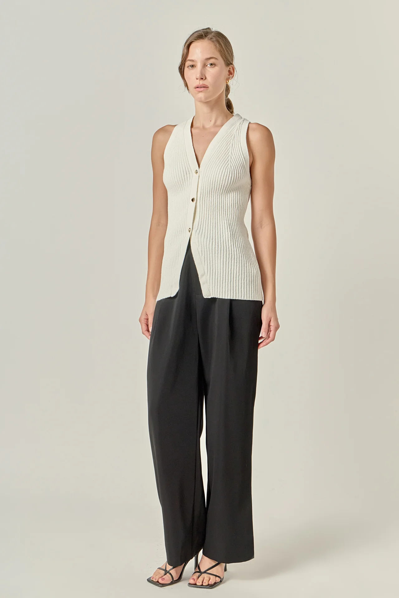 Ribbed Knit Button-Front Vest - Image 9