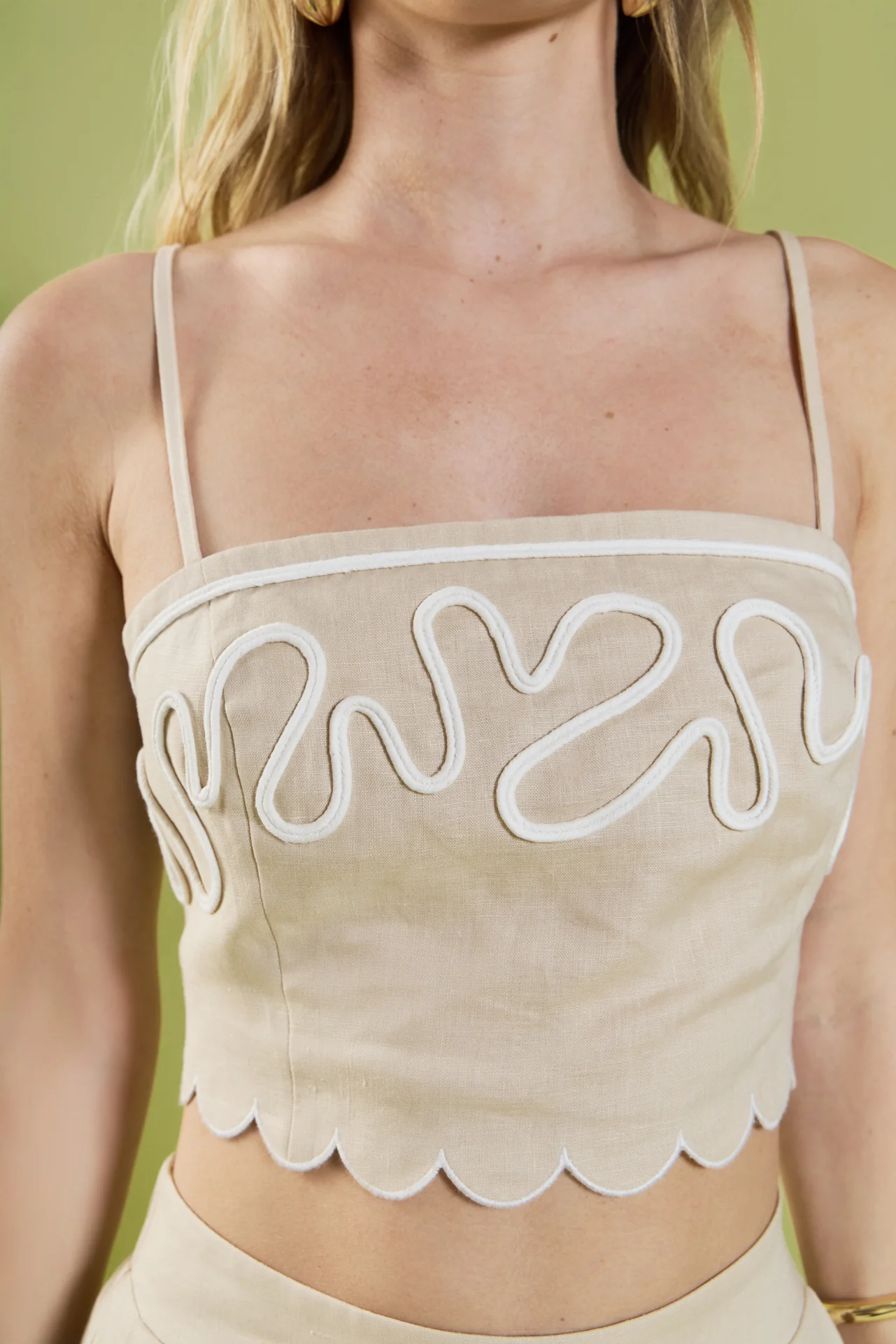 Wavy Embroidered Scallop Bandeau Top - Image 3