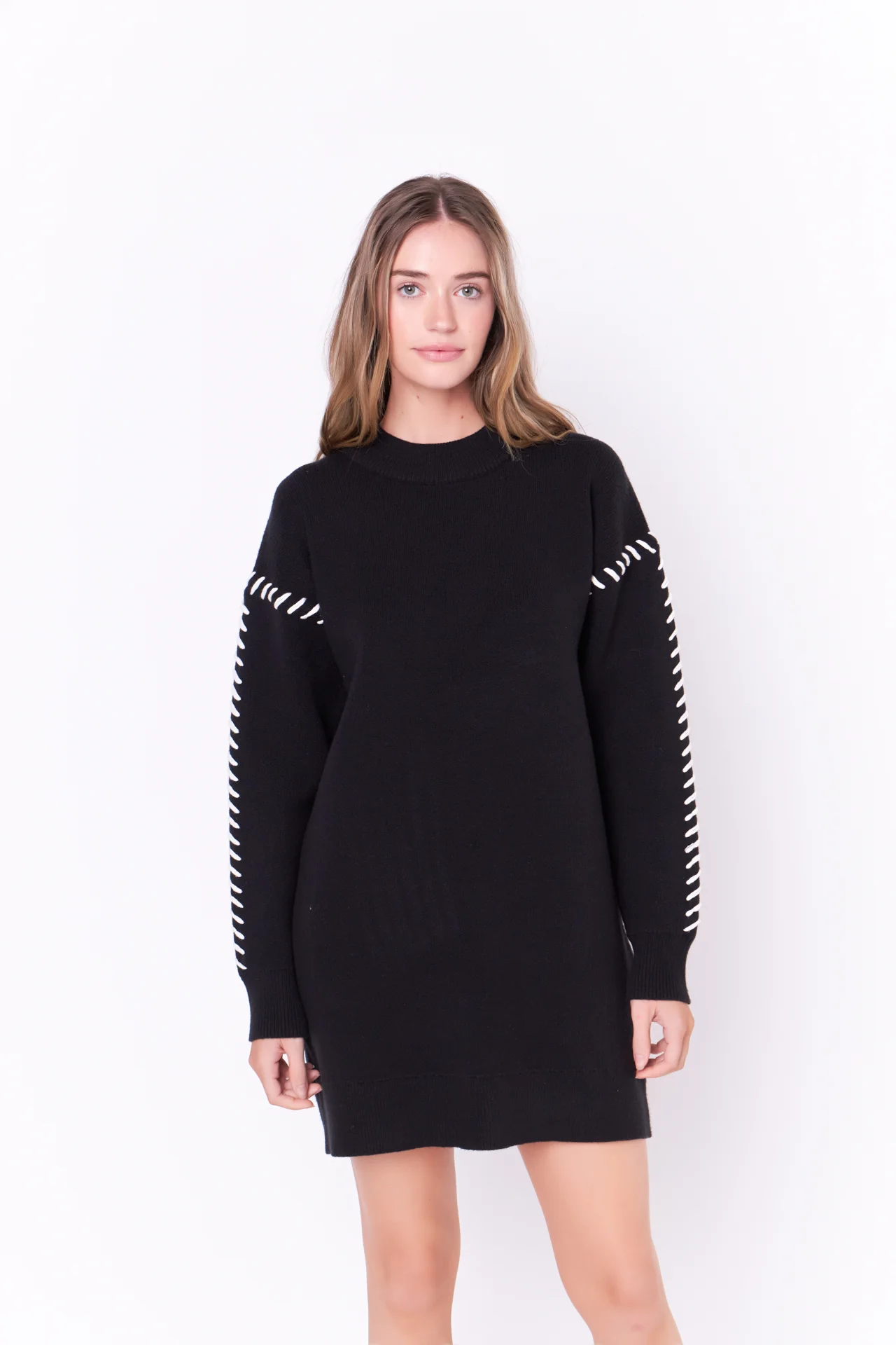 Whip Stitched Knit Mini Dress - Image 11