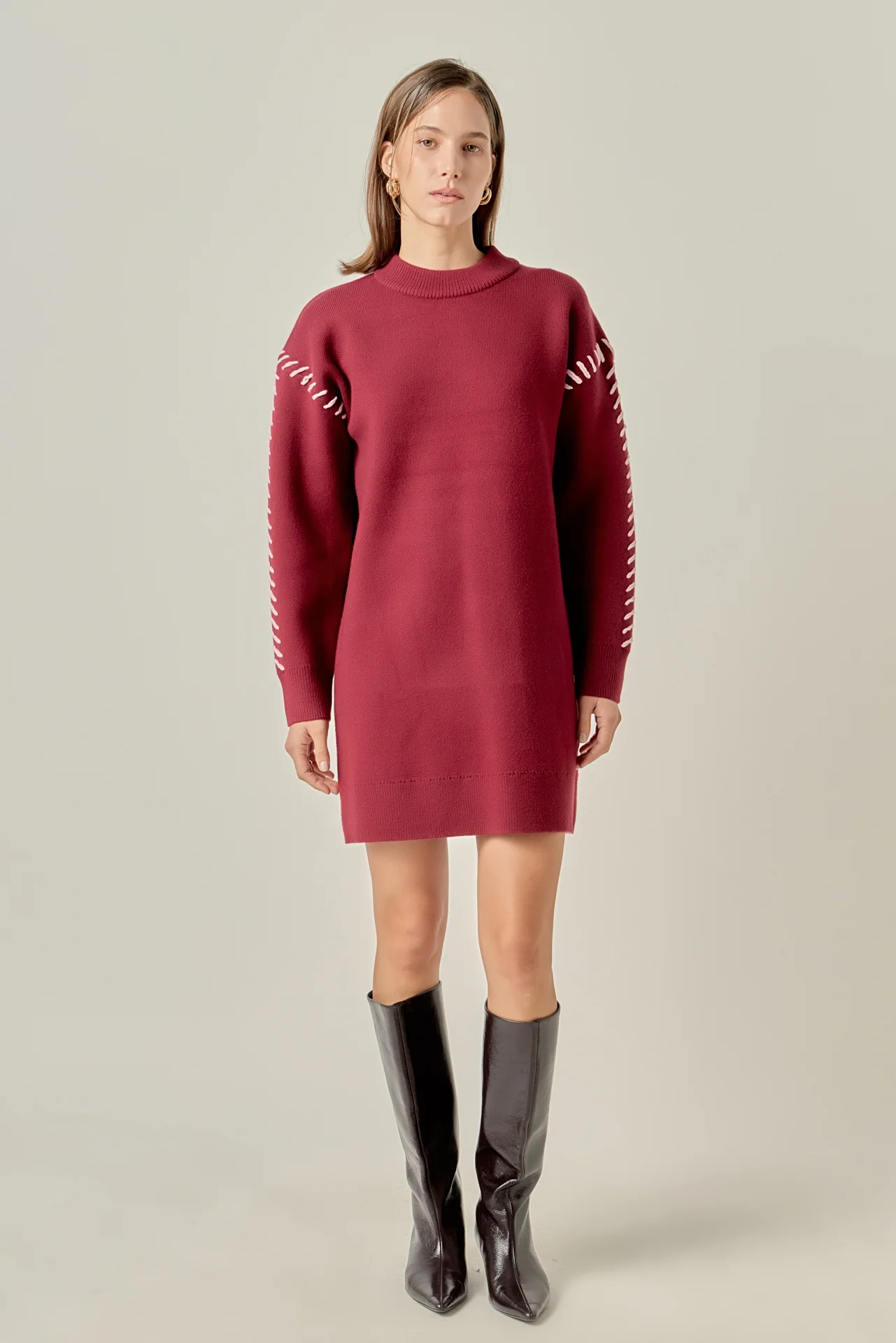 Whip Stitched Knit Mini Dress - Image 6