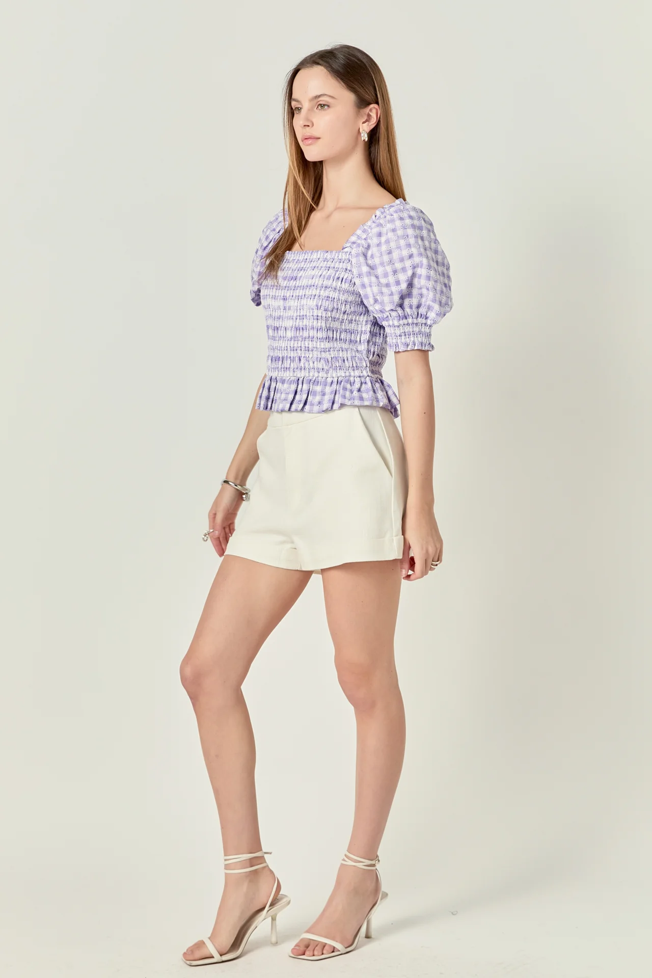 Women's Woven Square Neck Gingham Blouse - Image 3