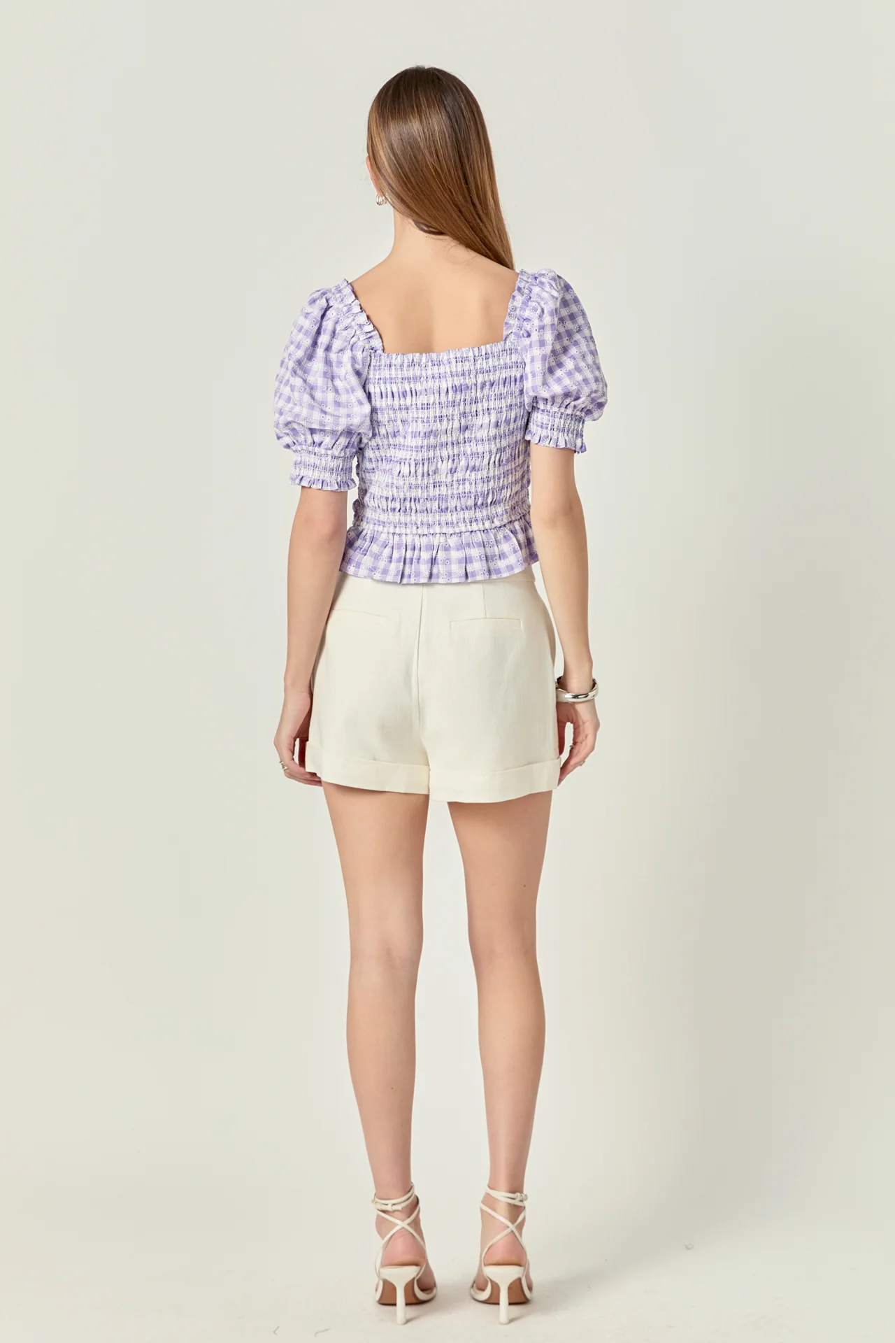 Women's Woven Square Neck Gingham Blouse - Image 4