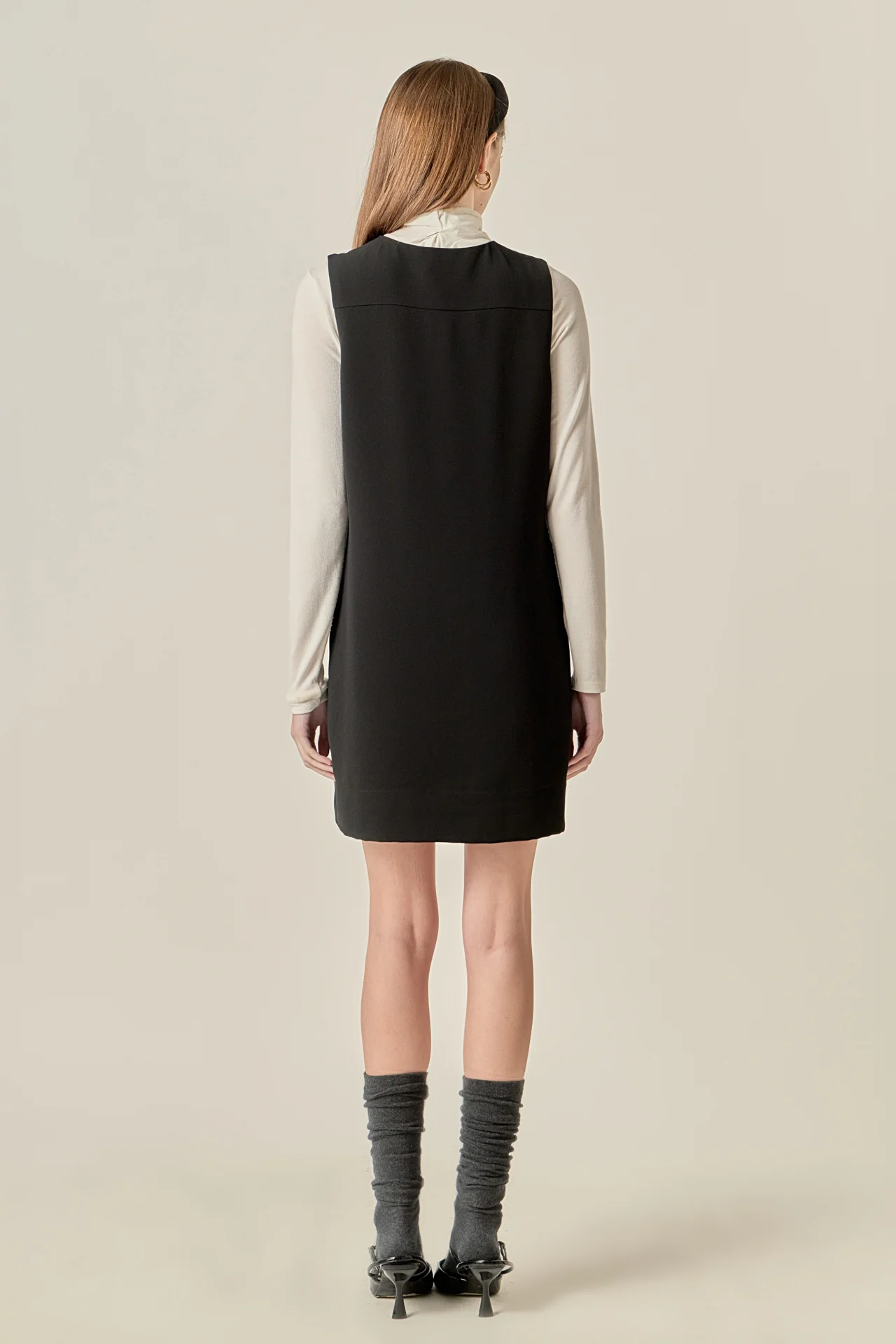 Lace-Up Detail Woven Mini Dress - Image 4