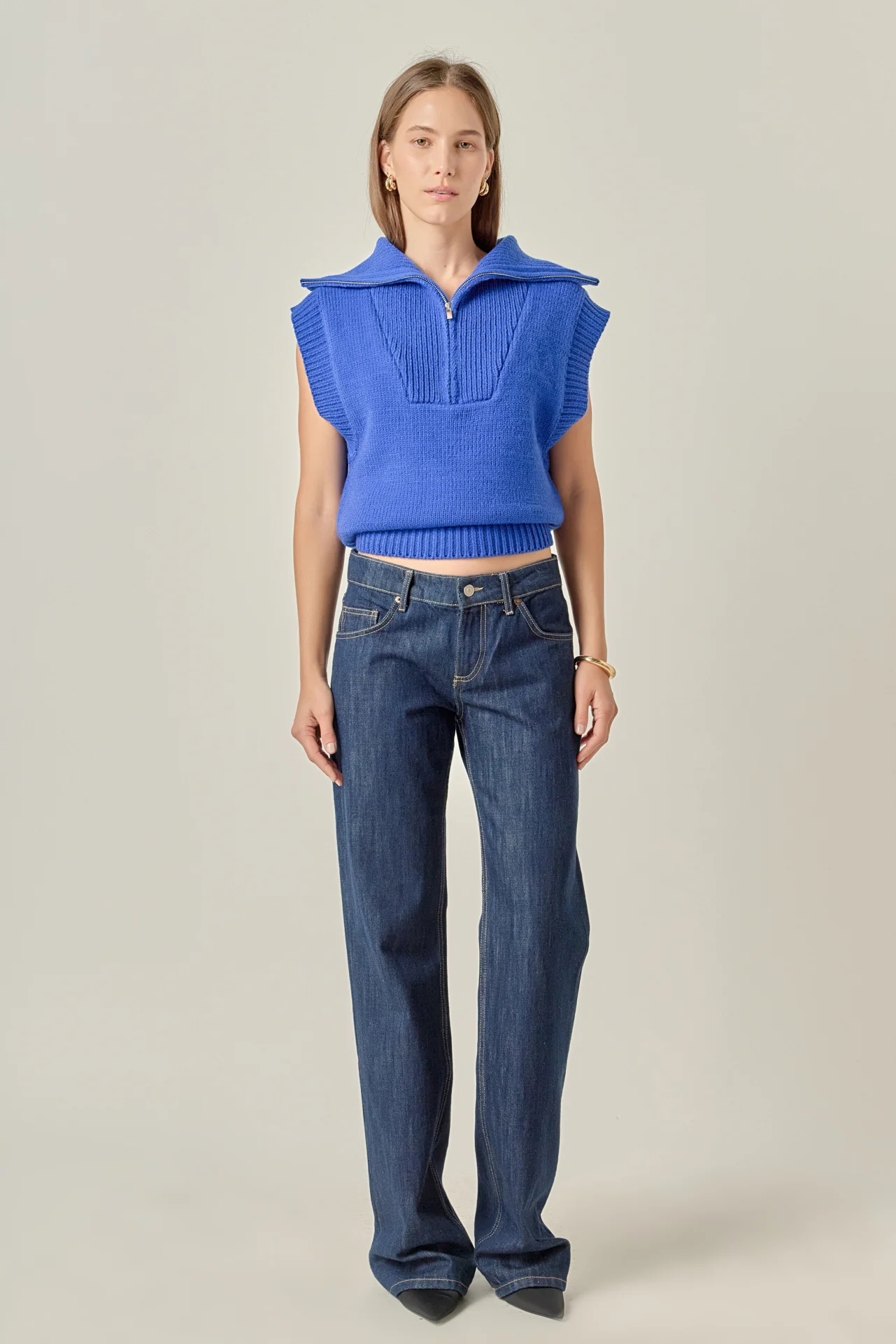 Zip Mock Neck Knit Vest - Image 11