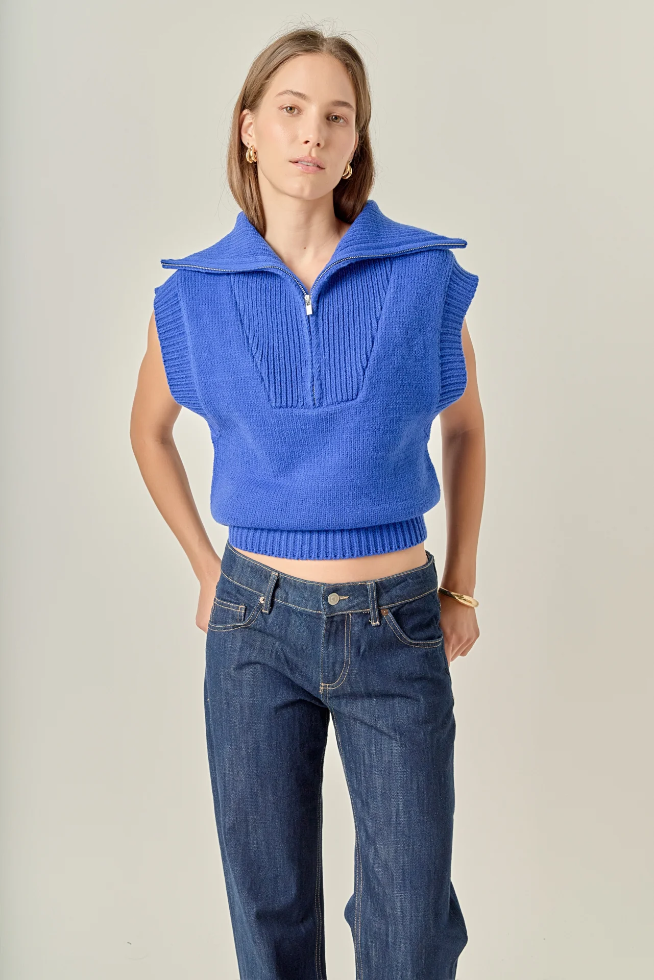 Zip Mock Neck Knit Vest - Image 15