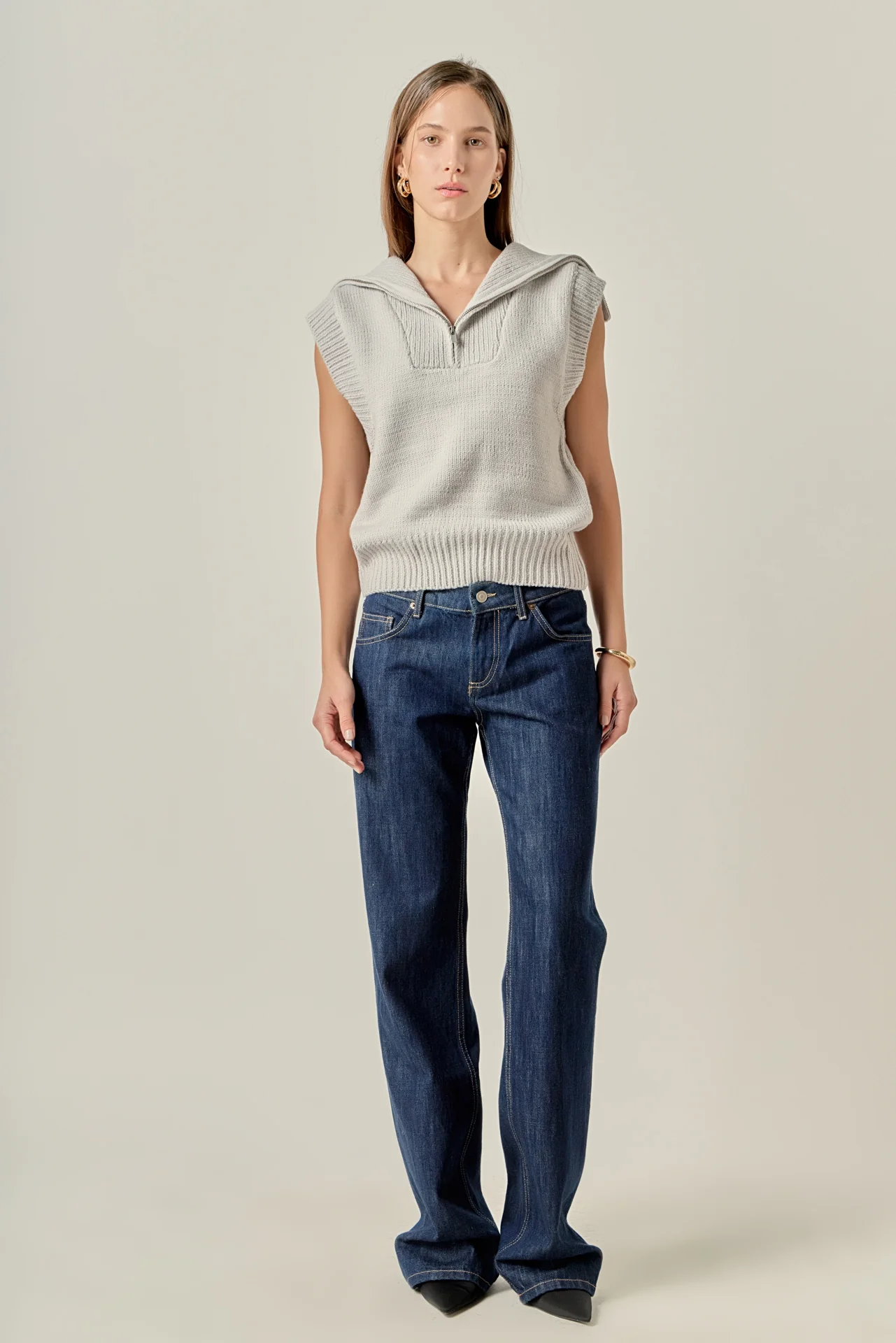 Zip Mock Neck Knit Vest - Image 6