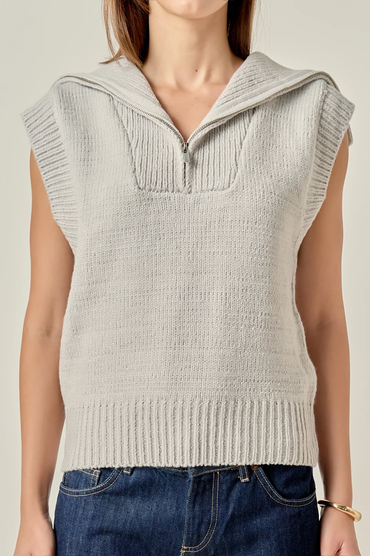 Zip Mock Neck Knit Vest - Image 7