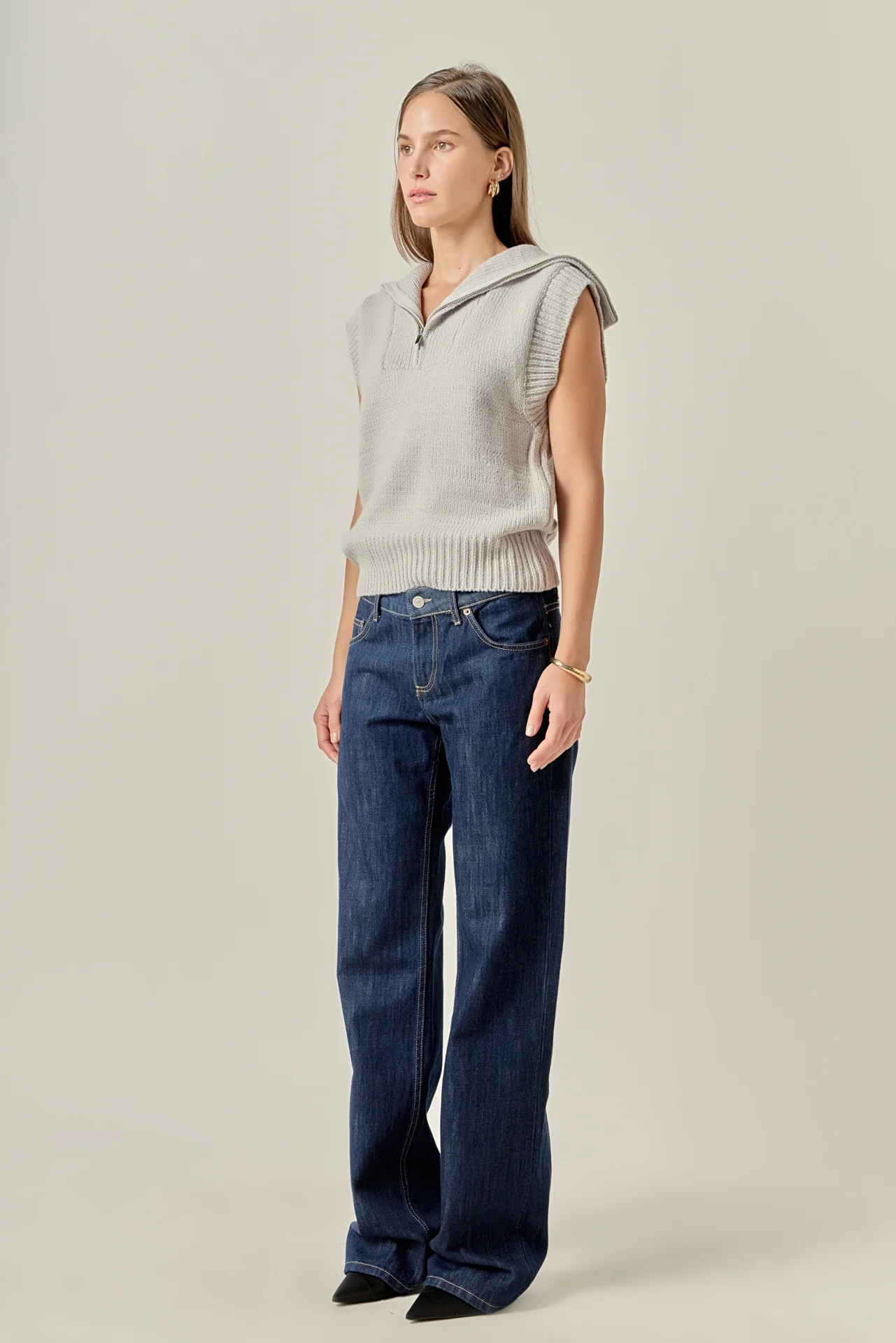 Zip Mock Neck Knit Vest - Image 8